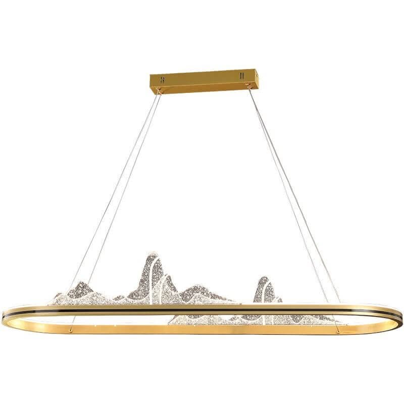 Designer Acrylic Hill LED Chandelier for Kitchen Island – Straight & Oval, Dimmable