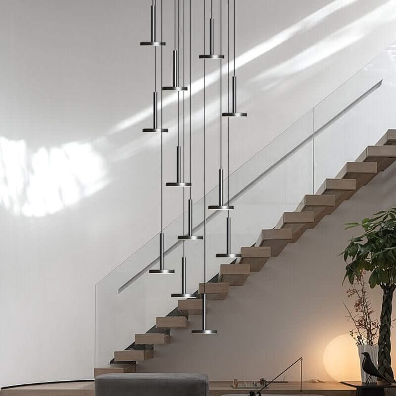 Designer Arc Luxury Staircase Chandelier – Gold or Black, 2 to 22 Lights, LED Pendant
