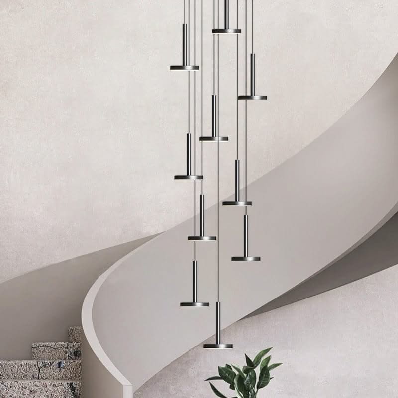 Designer Arc Luxury Staircase Chandelier – Gold or Black, 2 to 22 Lights, LED Pendant