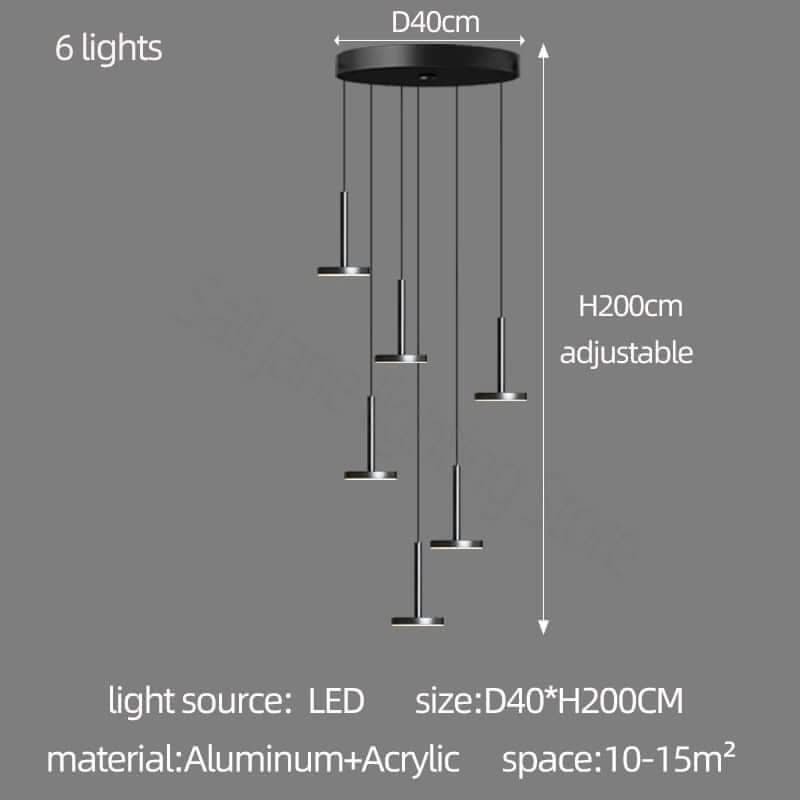 Designer Arc Luxury Staircase Chandelier – Gold or Black, 2 to 22 Lights, LED Pendant