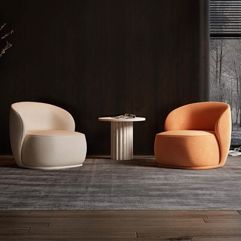 Designer Armchair – Ergonomic Lounge Chair in Orange, Cream & Green