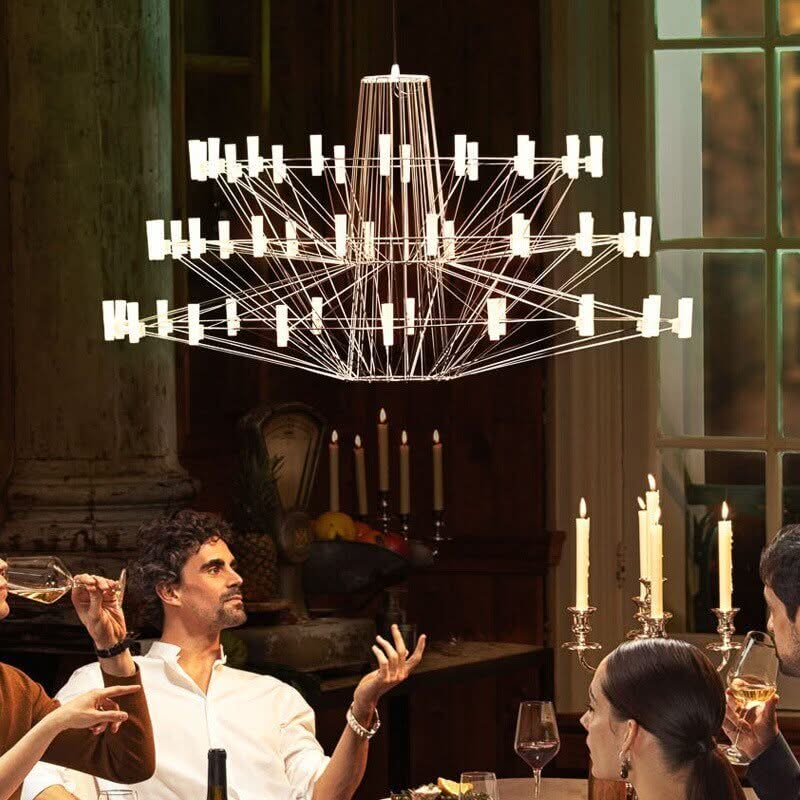Designer Coppelia LED Chandelier – Cascading Light in 4 Finishes & 2 Sizes