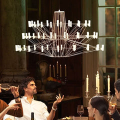 Designer Coppelia LED Chandelier – Cascading Light in 4 Finishes & 2 Sizes