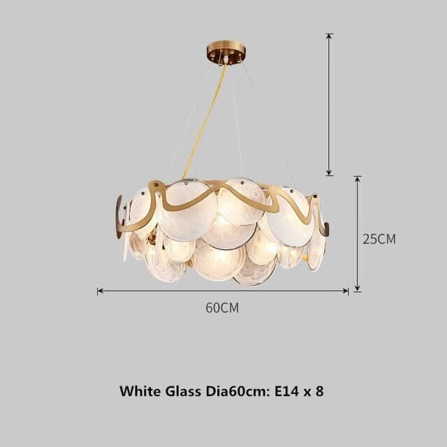 Designer Clear Glass Chandelier for Kitchen Island – Round & Linear, Grey & White