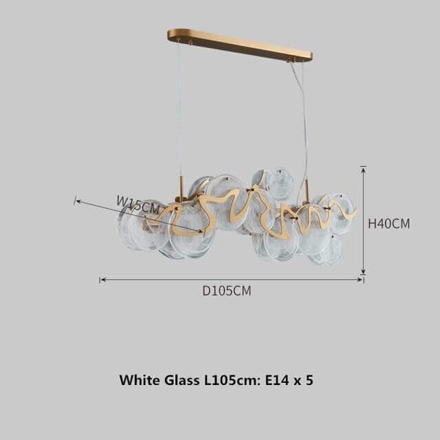Designer Clear Glass Chandelier for Kitchen Island – Round & Linear, Grey & White