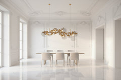Designer Clear Glass Chandelier for Kitchen Island – Round & Linear, Grey & White