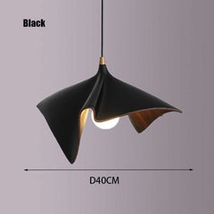 Designer Hanging Lamp – Black, Wood & White 40cm Pendant Light