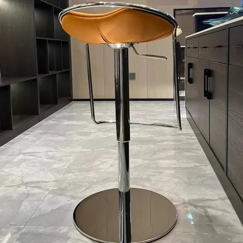 Designer Leather Counter Stool – Adjustable Swivel Bar Chair