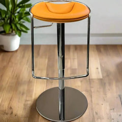 Designer Leather Counter Stool – Adjustable Swivel Bar Chair
