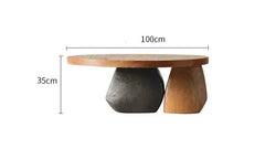 Designer Pebble Wood Log Coffee Table – Organic Veneer Finish