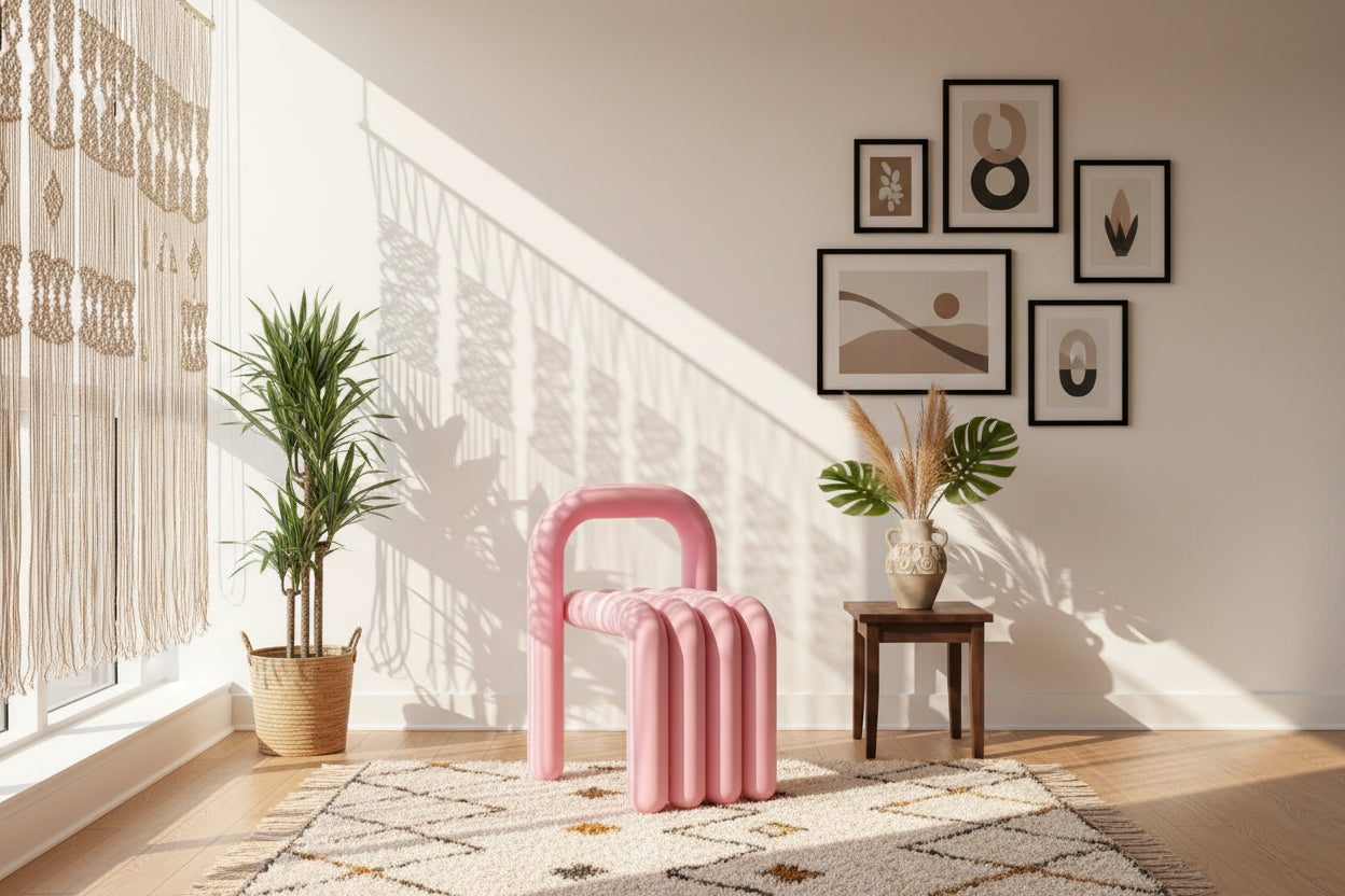 Designer Sponge Coffee Chair – Iron Frame, White, Green, Blue & Pink, Nordic Minimalist