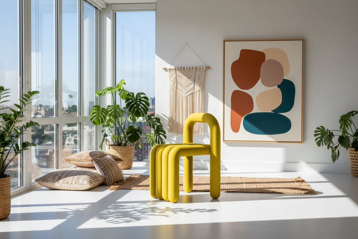 Designer Sponge Coffee Chair – Iron Frame, White, Green, Blue & Pink, Nordic Minimalist