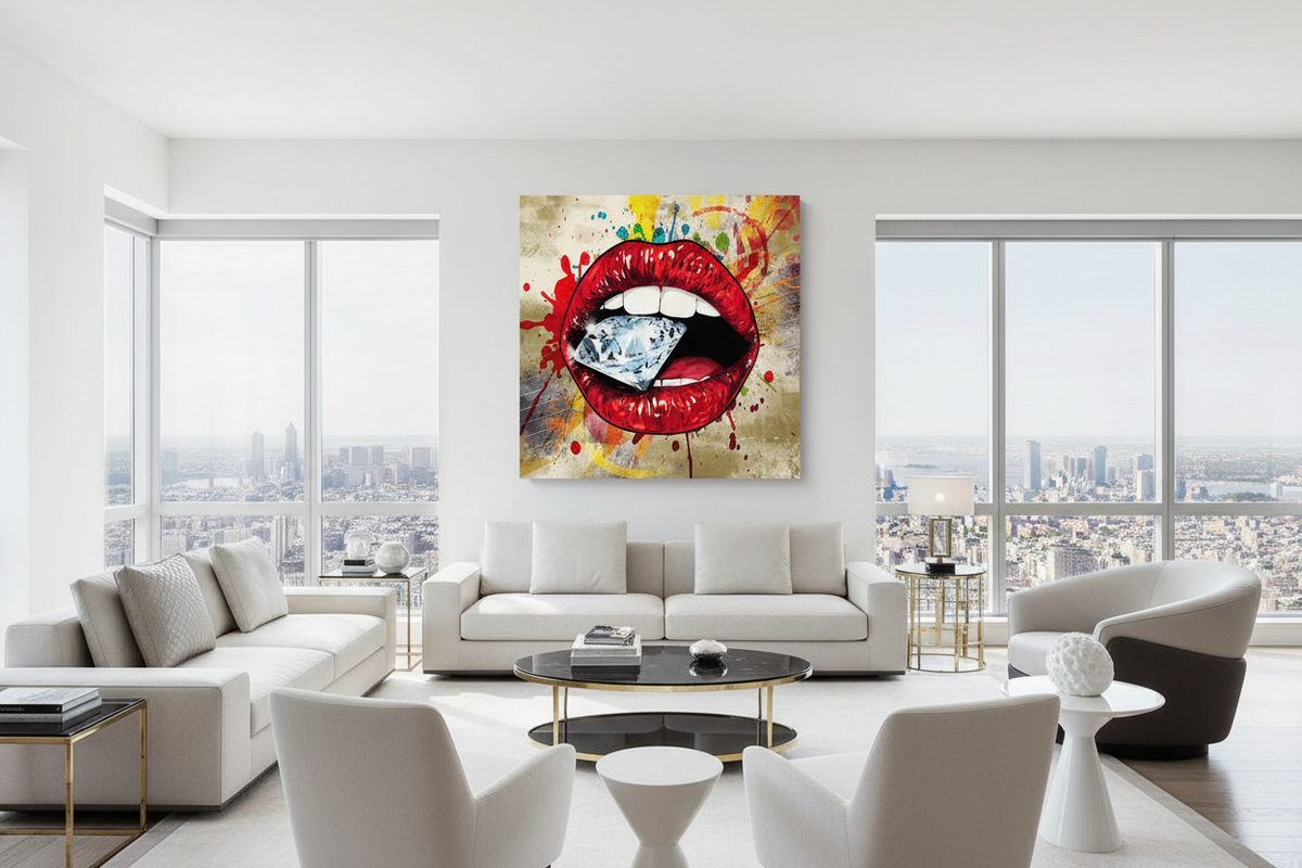 Diamond in Lips Canvas Wall Art