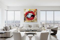 Diamond in Lips Canvas Wall Art