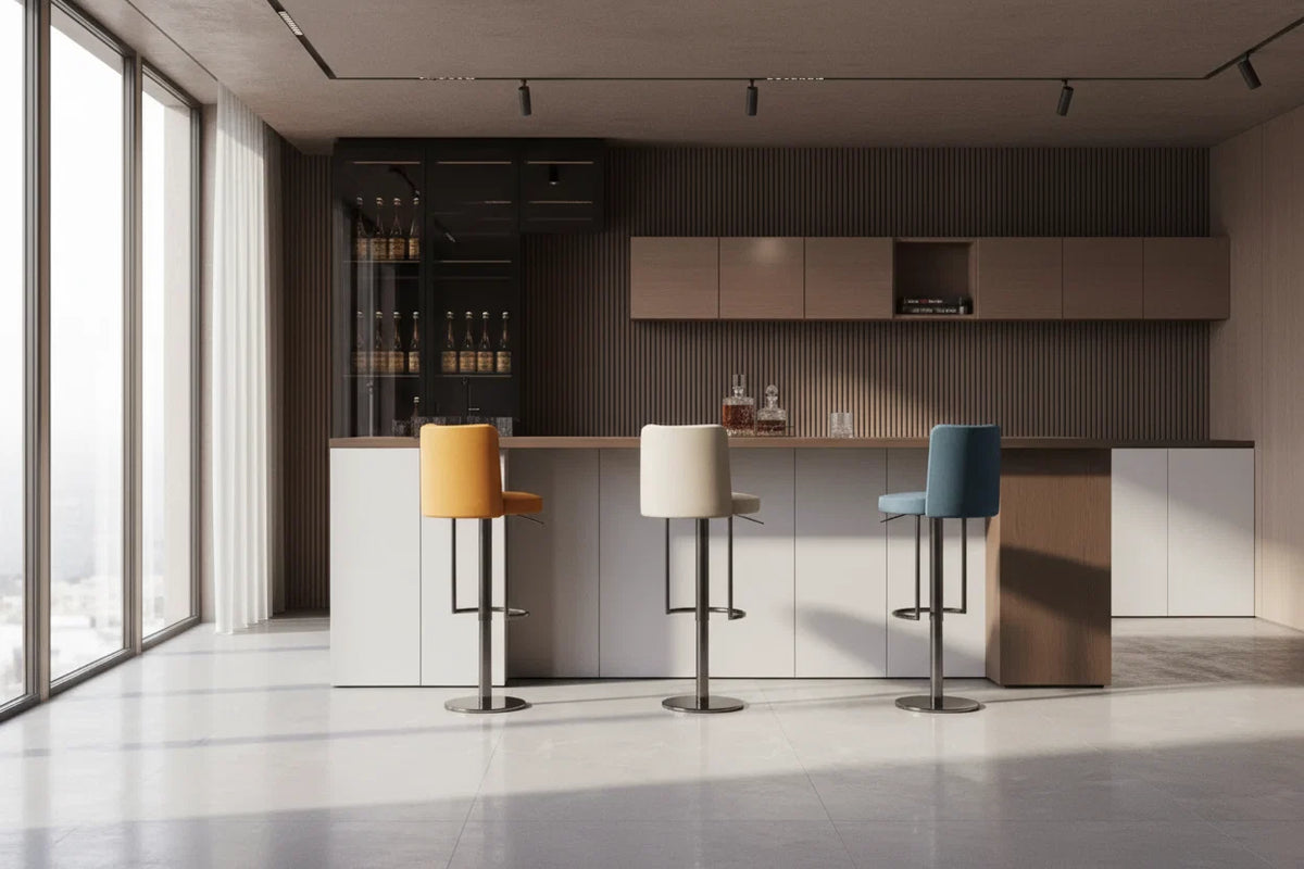 Disk Base Leather Adjustable Bar Stool