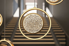 Double Rings Staircase Chandelier – Luxury LED Pendant Light, 1 to 18 Lights