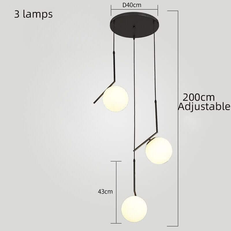 Edged Glass Globes Staircase Chandelier – Black, 3 to 9 Globes, G9 LED, 3 Colour Modes