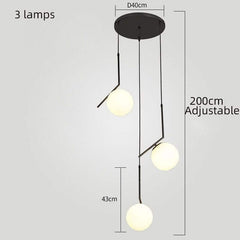 Edged Glass Globes Staircase Chandelier – Black, 3 to 9 Globes, G9 LED, 3 Colour Modes