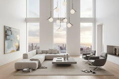 Edged Glass Globes Staircase Chandelier – Black, 3 to 9 Globes, G9 LED, 3 Colour Modes