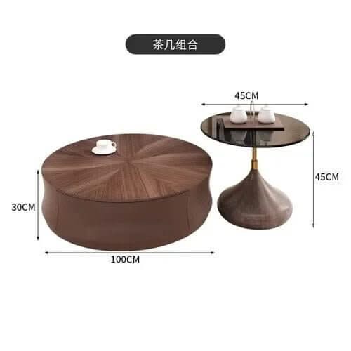 Elegant Solid Wood Corner Coffee Table with Storage – Metal Frame, Drawers, Minimalist Modern