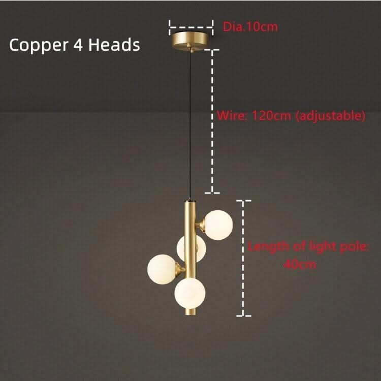 Brass Spiral Ball Hanging Light – Frosted Glass Multi-Head Pendant