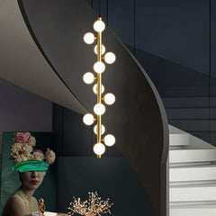 Brass Spiral Ball Hanging Light – Frosted Glass Multi-Head Pendant