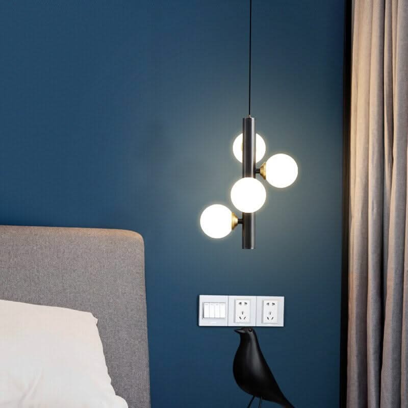 Brass Spiral Ball Hanging Light – Frosted Glass Multi-Head Pendant