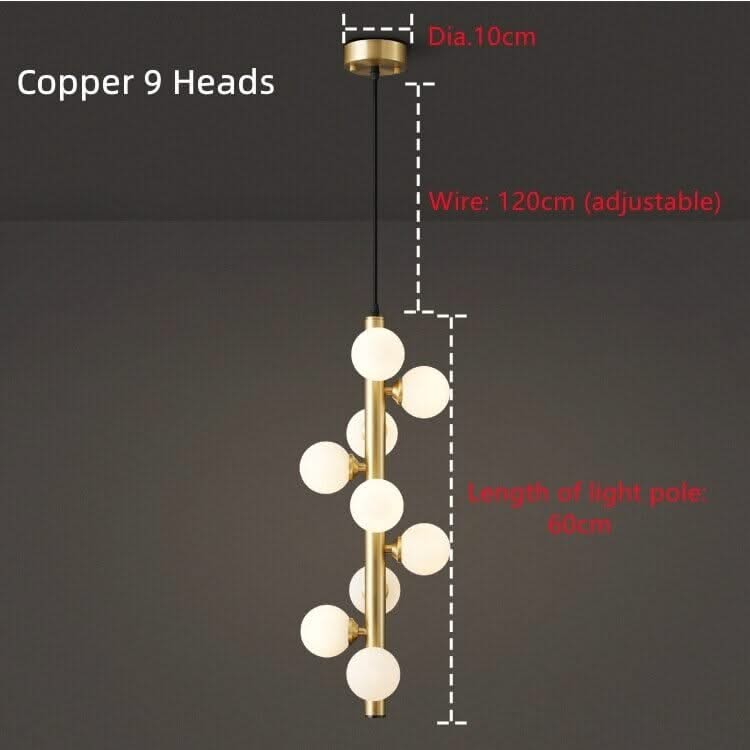 Brass Spiral Ball Hanging Light – Frosted Glass Multi-Head Pendant