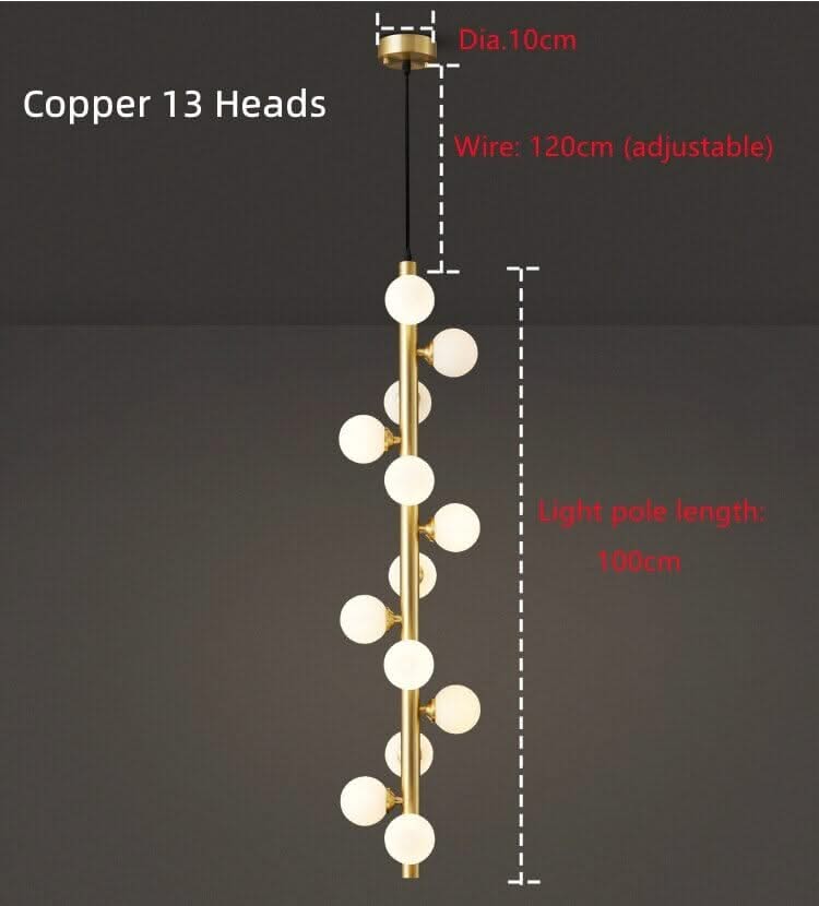 Brass Spiral Ball Hanging Light – Frosted Glass Multi-Head Pendant