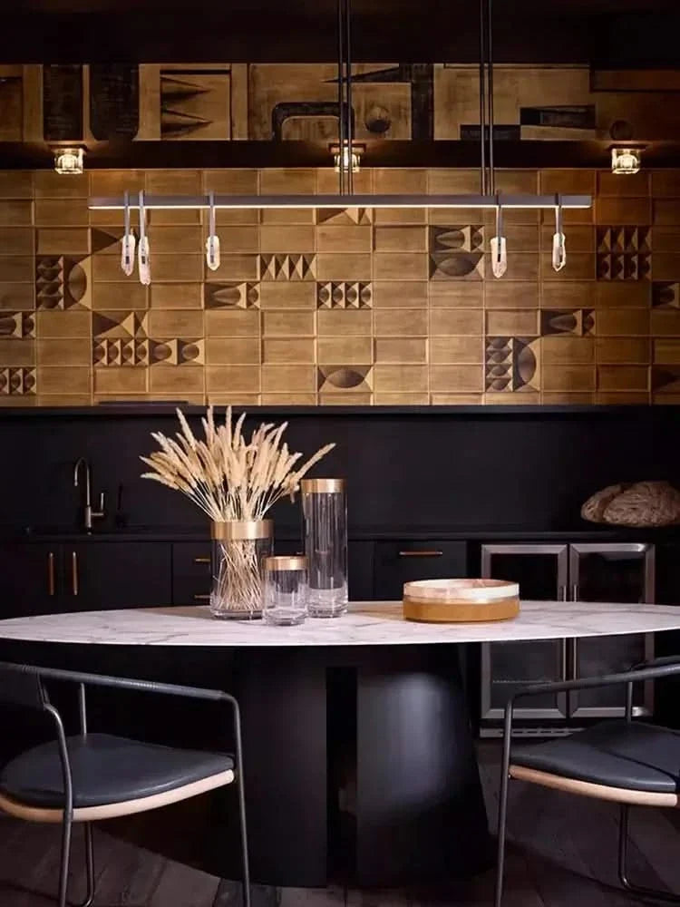 Copper Multi-Head Kitchen Island Chandelier – Linear & Round, 3 to 10 Heads, Dimmable