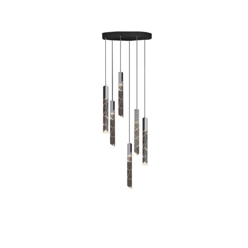 Crystal Tubes Staircase Chandelier Light – Black or Gold, 1 to 16 Lights, Warm & Cool White
