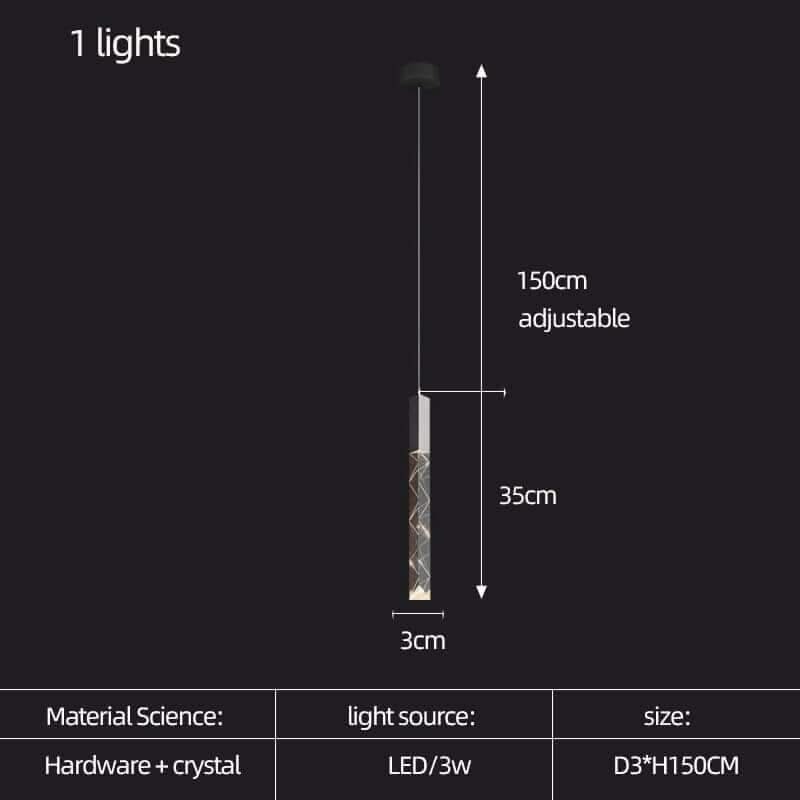 Crystal Tubes Staircase Chandelier Light – Black or Gold, 1 to 16 Lights, Warm & Cool White