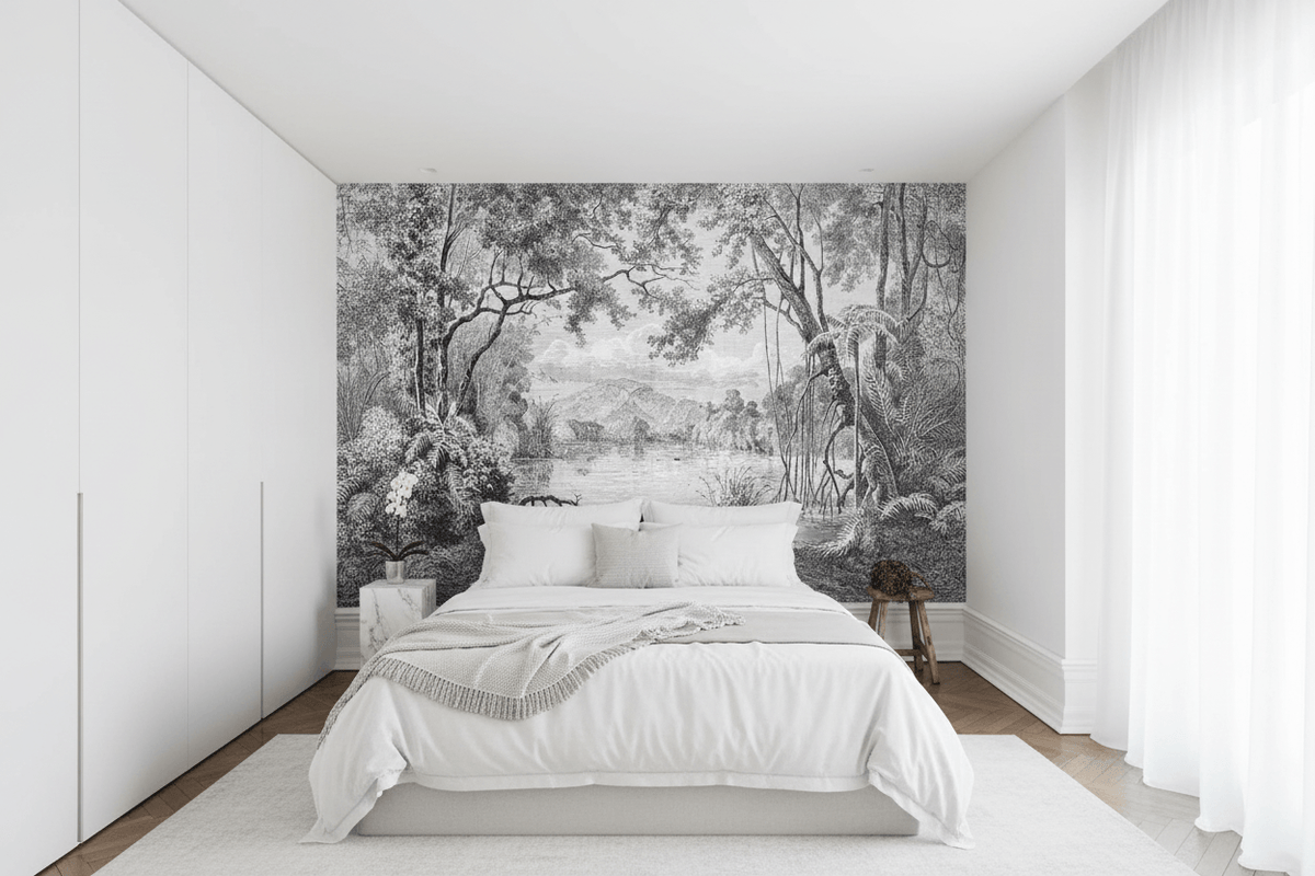 Black and White Forest Wallpaper Mural
