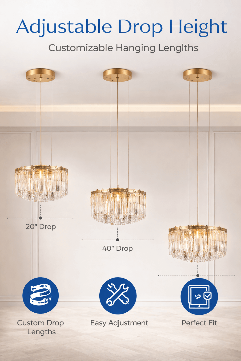 Chandelier Wire Drop Length Customisation Adjustable Hanging Length Service