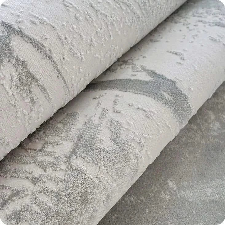 Abstract Gray High Pile Tufted Rug