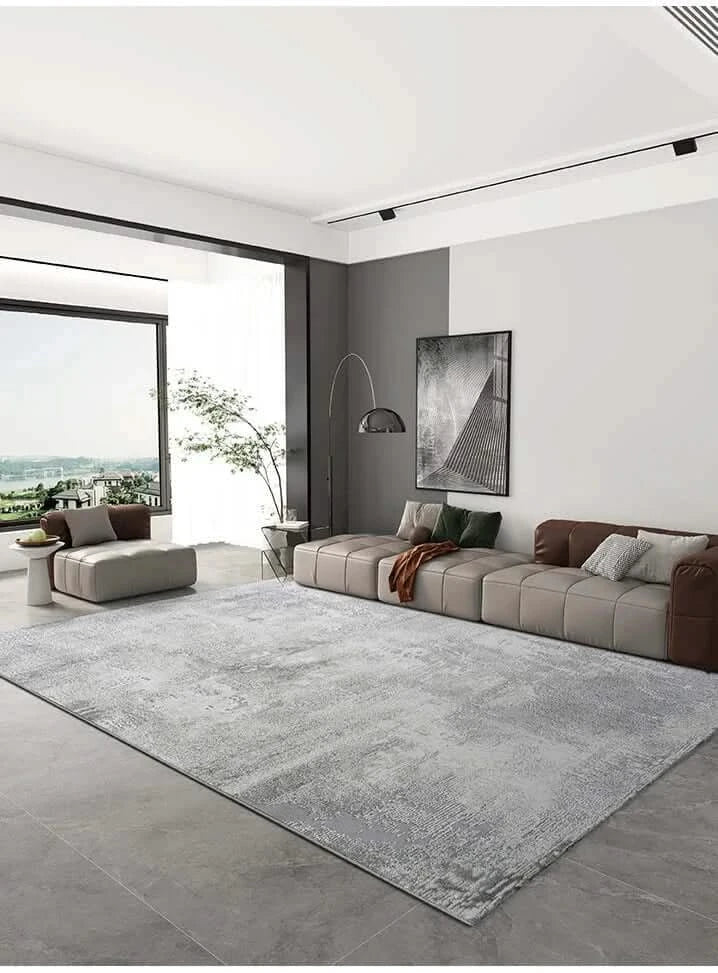 Abstract Gray High Pile Tufted Rug