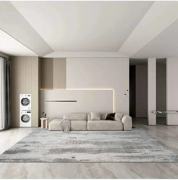 Abstract Gray High Pile Tufted Rug