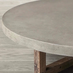 Aged Pine Wood Round Coffee Table – Rustic Solid Wood Designer Table