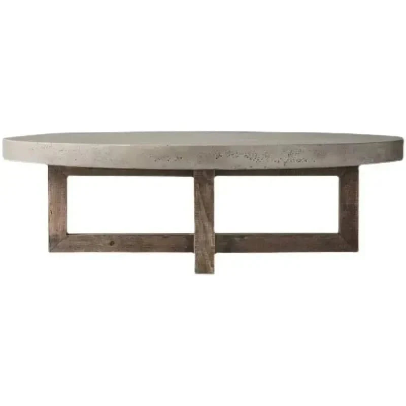 Aged Pine Wood Round Coffee Table – Rustic Solid Wood Designer Table