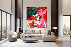 Artful Pink Panther - Whimsical Cartoon Decor