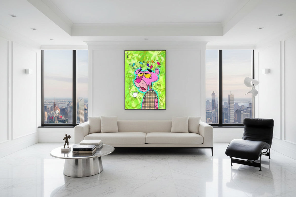 Artistic Pink Panther - Bold and Playful Canvas