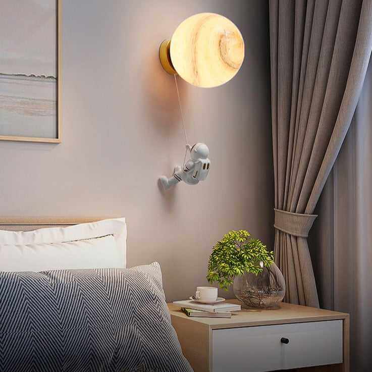Astronaut on Moon Wall Lamp - Kids Room Lighting