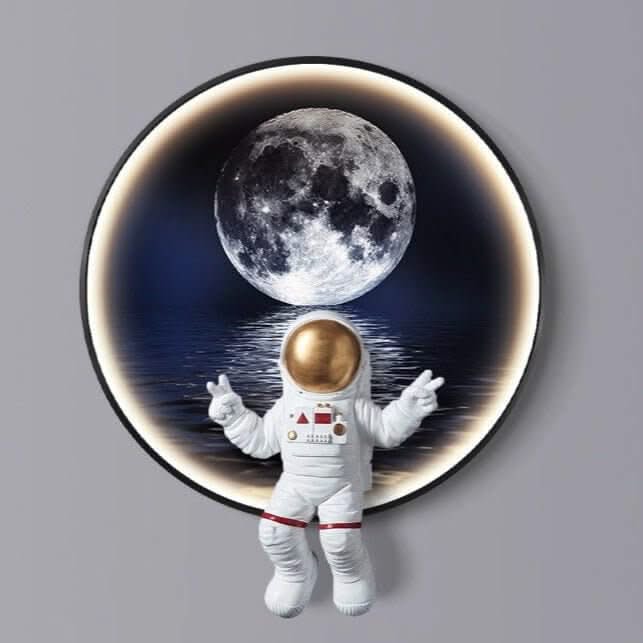 Astronaut on Moon Wall Light | Space Kids Room Decor Lighting