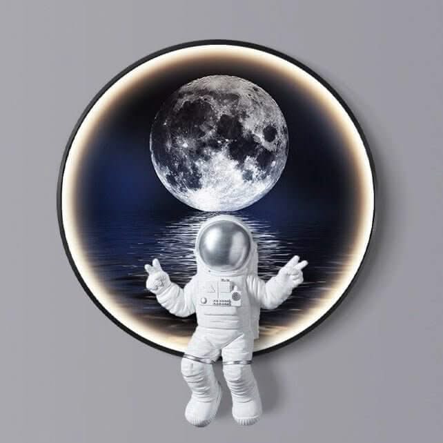 Astronaut on Moon Wall Light | Space Kids Room Decor Lighting
