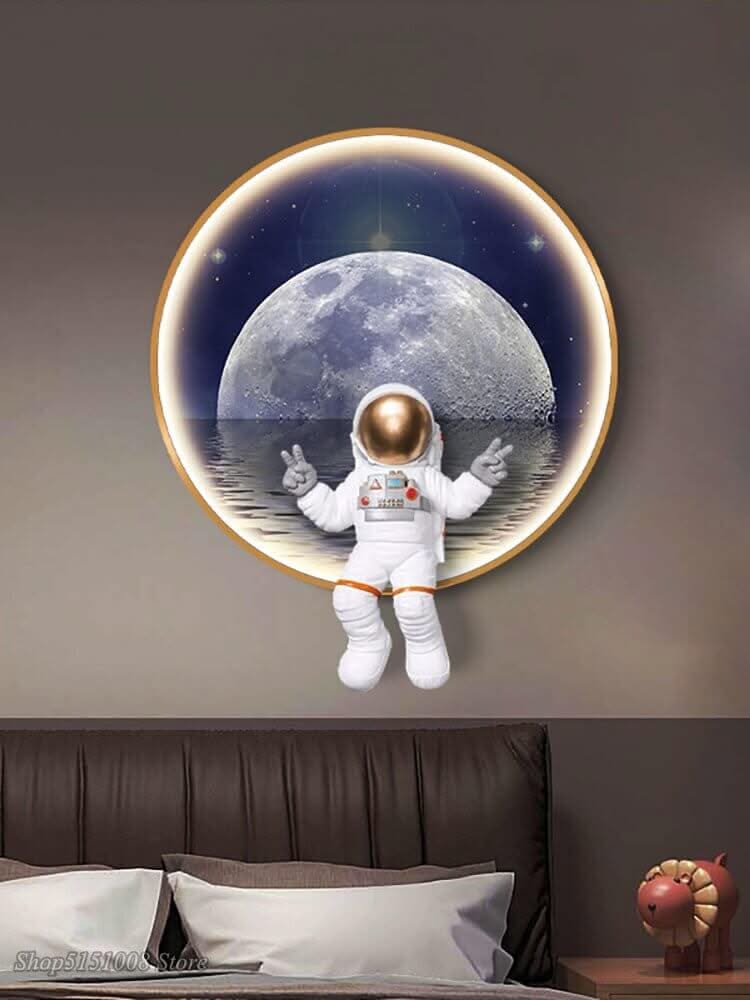 Astronaut on Moon Wall Light | Space Kids Room Decor Lighting