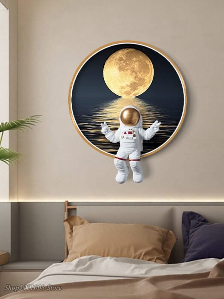 Astronaut on Moon Wall Light | Space Kids Room Decor Lighting
