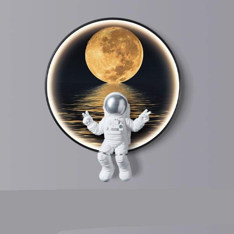 Astronaut on Moon Wall Light | Space Kids Room Decor Lighting