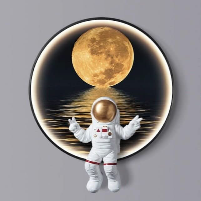 Astronaut on Moon Wall Light | Space Kids Room Decor Lighting