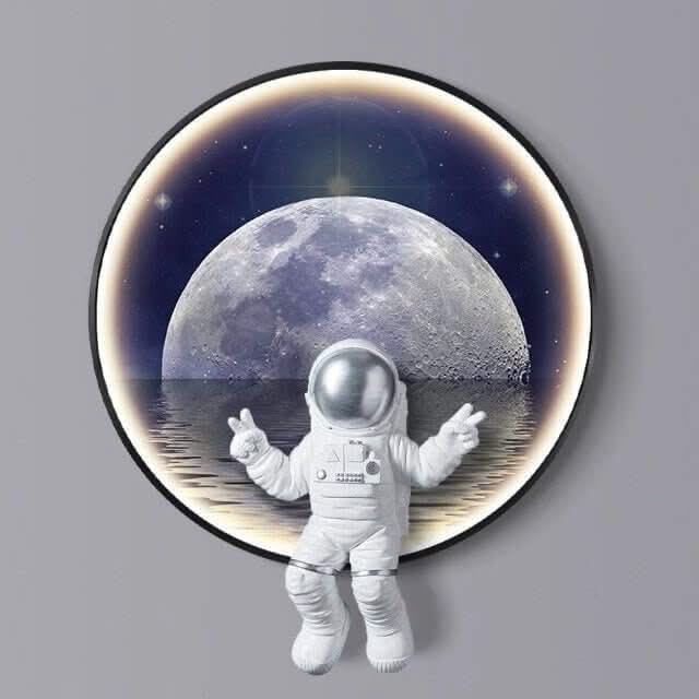 Astronaut on Moon Wall Light | Space Kids Room Decor Lighting