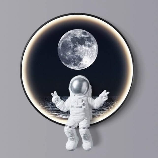 Astronaut on Moon Wall Light | Space Kids Room Decor Lighting
